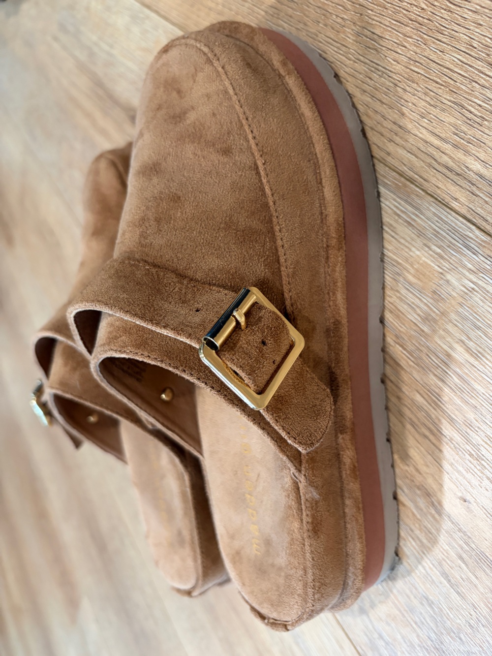 Madden Girl Graham Cognac Faux Suede Clog Mules Buckle Platform Size 6.5 - Picture 5 of 8